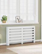 vidaXL Капак за радиатор бял 149x20x82 см инженерно дърво