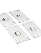 vidaXL Капаци за GN 1/3 съдове 4 бр неръждаема стомана