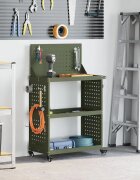 vidaXL Карача за инструменти с рафт Маслиненозелено 65 x 35 x 111 см
