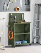 vidaXL Карача за инструменти с рафт Маслиненозелено 65 x 35 x 111 см