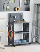 vidaXL Карача за инструменти с рафт с колело Антрацит 65 x 35 x 111 см