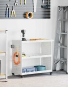 vidaXL Карача за инструменти с рафт с колело Бяло 75 x 35 x 73 см