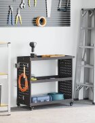 vidaXL Карача за инструменти с рафт с колело Черно 75 x 35 x 73 см