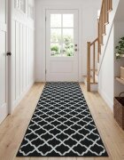 vidaXL Каса за килим LESAKA Черно и бяло 80 x 250 cm Диамантен велур