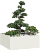 vidaXL Кашпа бяла 100x100x40 см стомана