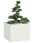 vidaXL Кашпа бяла 100x100x80 см стомана