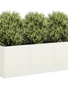 vidaXL Кашпа бяла 120x40x40 см студеновалцувана стомана