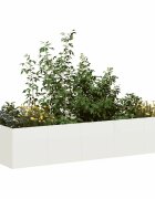 vidaXL Кашпа бяла 200x80x40 см стомана