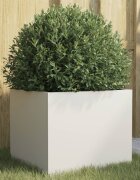 vidaXL Кашпа бяла 32x30x29 см стомана