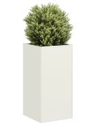 vidaXL Кашпа бяла 40x40x80 см студеновалцувана стомана