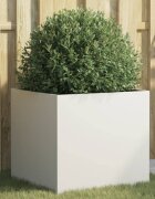 vidaXL Кашпа бяла 49x47x46 см стомана
