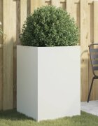 vidaXL Кашпа бяла 52x48x75 см стомана