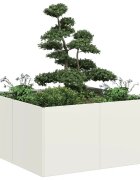 vidaXL Кашпа бяла 80x80x40 см студеновалцувана стомана