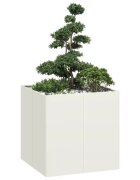 vidaXL Кашпа бяла 80x80x80 см стомана