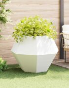 vidaXL Кашпа Бяло 100 x 100 x 80 см Стомана
