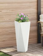 vidaXL Кашпа Бяло 30 x 30 x 75 см Стомана