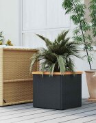 vidaXL Кашпа черна 40x40x40 см полиратан