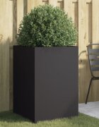 vidaXL Кашпа черна 52x48x75 см стомана