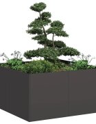 vidaXL Кашпа черна 80x80x40 см студеновалцувана стомана