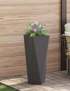 vidaXL Кашпа Черно 30 x 30 x 75 см Стомана