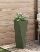 vidaXL Кашпа Маслинено зелено 30 x 30 x 75 см Стомана