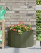 vidaXL Кашпа Маслинено зелено 60 x 30 x 35 см Стомана