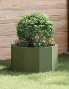vidaXL Кашпа Маслинено зелено 60 x 60 x 35 cm Стомана
