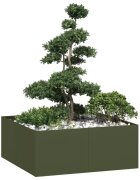 vidaXL Кашпа маслиненозелена 100x100x40 см стомана