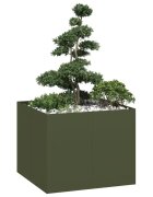 vidaXL Кашпа маслиненозелена 100x100x80 см стомана