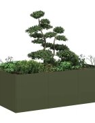 vidaXL Кашпа маслиненозелена 120x80x40 см стомана