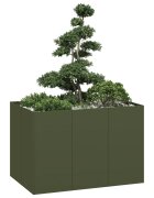 vidaXL Кашпа маслиненозелена 120x80x80 см стомана