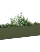 vidaXL Кашпа маслиненозелена 200x40x40 см студеновалцувана стомана