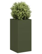 vidaXL Кашпа маслиненозелена 40x40x80 см студеновалцувана стомана