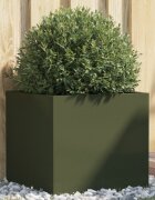 vidaXL Кашпа маслиненозелена 49x47x46 см стомана