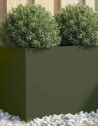 vidaXL Кашпа маслиненозелена 62x47x46 см стомана