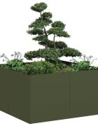 vidaXL Кашпа маслиненозелена 80x80x40 см студеновалцувана стомана
