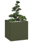 vidaXL Кашпа маслиненозелена 80x80x80 см стомана