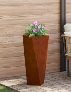 vidaXL Кашпа Ръждясало 30 x 30 x 75 см Патинираща стомана