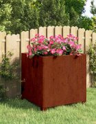 vidaXL Кашпа с крака ръждива 50x50x50 см кортенова стомана
