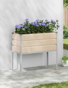 vidaXL Кашпа Слонова кост 100 x 45 x 90 см Галванизирана стомана