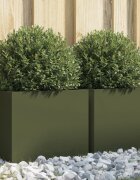 vidaXL Кашпи 2 бр маслиненозелени 30x30x30 см стомана