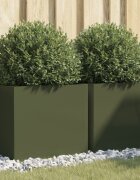vidaXL Кашпи 2 бр маслиненозелени 49x47x46 см стомана