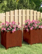 vidaXL Кашпи с крака 2 бр ръждиво 30x30x30 см кортенова стомана