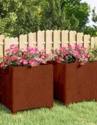 vidaXL Кашпи с крака 2 бр ръждиво 40x40x40 см кортенова стомана