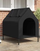 vidaXL Къща за домашни любимци Черно 90 x 65 x 83 см Стомана