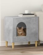 vidaXL Къща за котки Бетонно сиво 51 x 30 x 52 см Инженерна дървесина