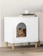 vidaXL Къща за котки Бял гланц 51 x 30 x 52 см Инженерна дървесина