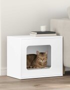 vidaXL Къща за котки Бяло 51 x 30 x 425 см Инженерна дървесина