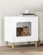 vidaXL Къща за котки Бяло 51 x 30 x 52 см Инженерна дървесина