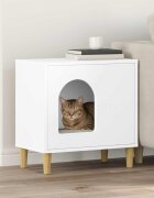 vidaXL Къща за котки Бяло 51 x 30 x 52 см Инженерна дървесина